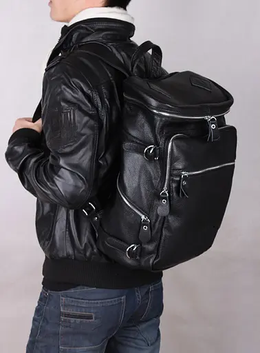 Городской мужской кожаный рюкзак, черный Tiding 28.5х41х18.5 см sum0028453 - фото 10