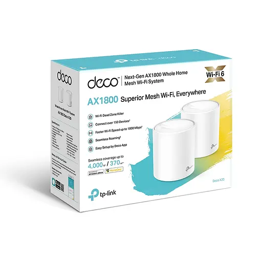 Маршрутизатор TP-Link DECO X20 2PK AX1800 1xGE LAN 1xGE WAN MU-MIMO OFDMA MESH - фото 5