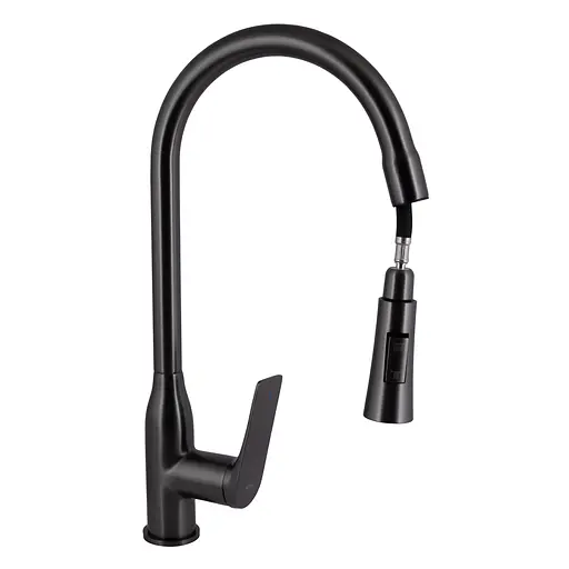 Смеситель для кухни Qtap Vlasta New с выдвижным изливом QTVLA344GMB45647 Gunmetal Black PVD Шлифованный черный хром - фото 3