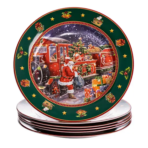 Набор новогодних тарелок с фарфором Santa 6 шт 26.5 см Yiwu HP-SDHK-6