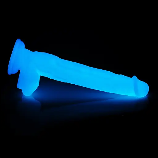 Неоновый фаллоимитатор LoveToy Lumino Play 26.9 см голубой - фото 4