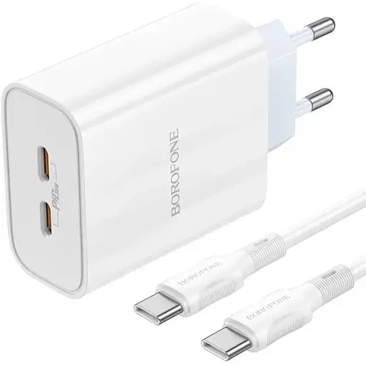 Блок зарядний пристрій Borofone BA73A Young 35 W 2 порти з кабелем Type-C Type-C - фото 1