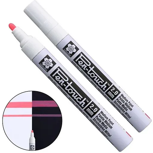 Маркер Pen-Touch Червоний флуоресцентний середній (MEDIUM) 2.0 мм Sakura - фото 1