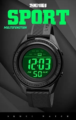 Мужские спортивные часы Skmei 1638 (Черные с черным циферблатом) - фото 3