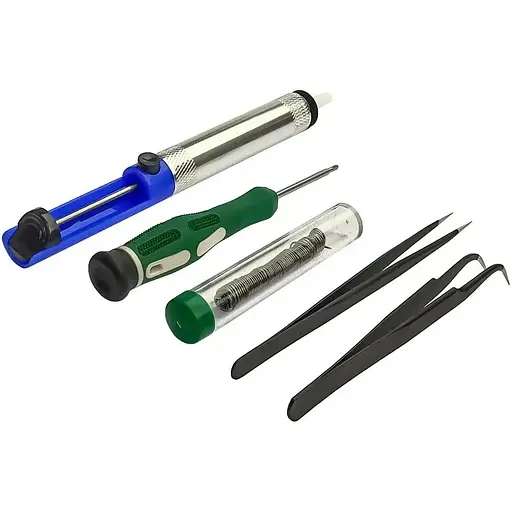 Паяльный набор Aida A-806: паяльник 60W, рег. t 200-450 гр C, жала 900M 6 шт., инструменты и расходники в пенале - фото 3