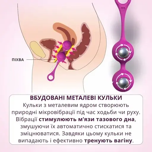 Вагінальна кулька I’MCUM Sweet Hear Подвійна Для тренування мʼязів тазового дна Фіолетова (IM-KGE202) - фото 6