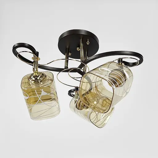 Коричнева люстра на 3 плафони з регулюванням у корпусі Ø 38 см | Арт. 7182/3A CF+FGD | Line F - фото 2