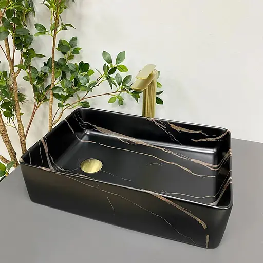 Умивальник VBI Velletri black stone matt накладний VBI-015902, Чорний матовий - фото 1