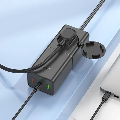 Сетевое зарядное устройство удлинитель Hoco NS4 USB/2 Type-C PD 65W черный - фото 7