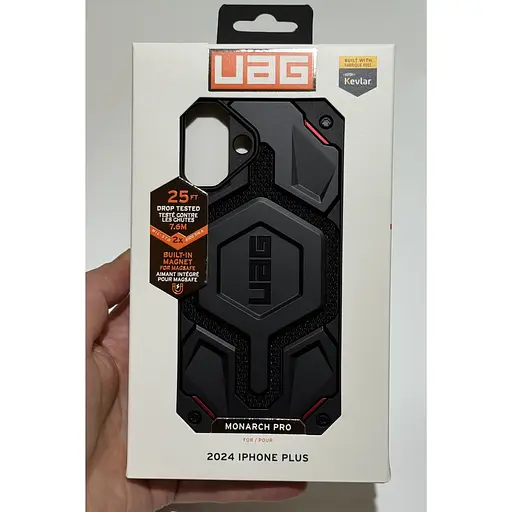 Оригинальный противоударный чехол UAG Monarch Pro MagSafe для Iphone 16 Plus Kevlar Black 114455113940  - фото 4