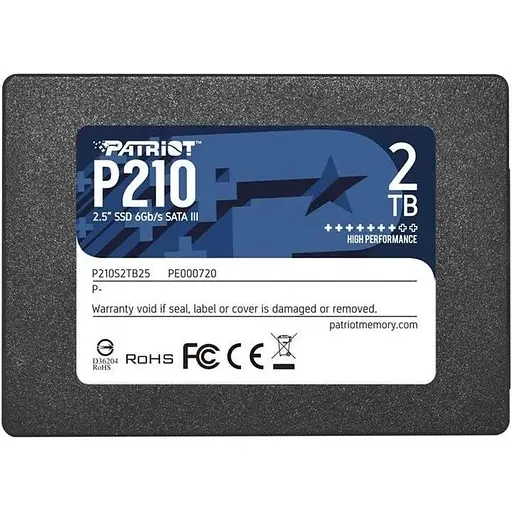 SSD Диск 2Tb PATRIOT P210 2.5" SATA3 - скорости 520/430 - фото 1