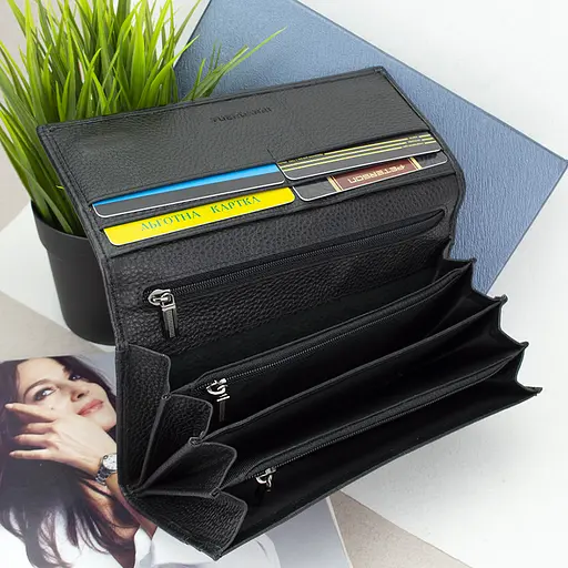 Гаманець жіночий шкіряний Fuerdanni 1180 чорний на магнітах - фото 6