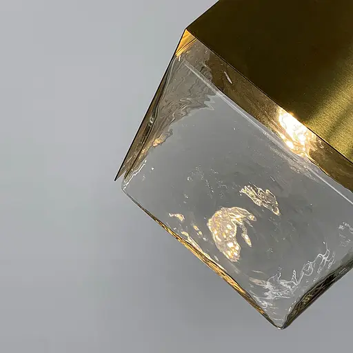 Підвіс в латунному корпусі із прозорим квадратним плафоном Line.F MJ 89 GD - фото 5