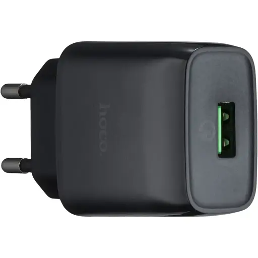 Мережевий зарядний пристрій Hoco C72Q Glorious single port QC3.0 charger ( EU ) Чорний - фото 1