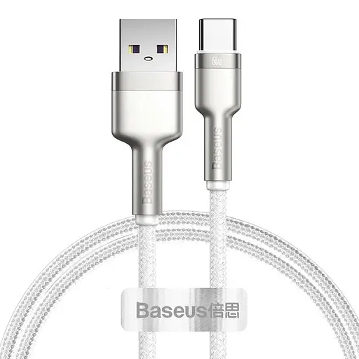 Дата кабель Baseus Cafule Metal Data USB to Type-C 66W (2m) (CAKF0002) White