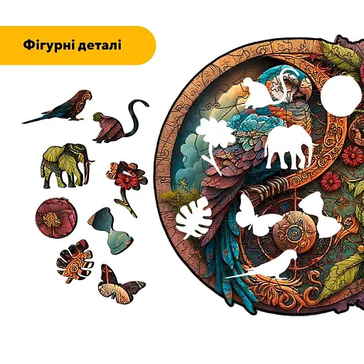 Пазл деревяний Подорож Папуги, А5, Картонна коробка 35 елементів - фото 3