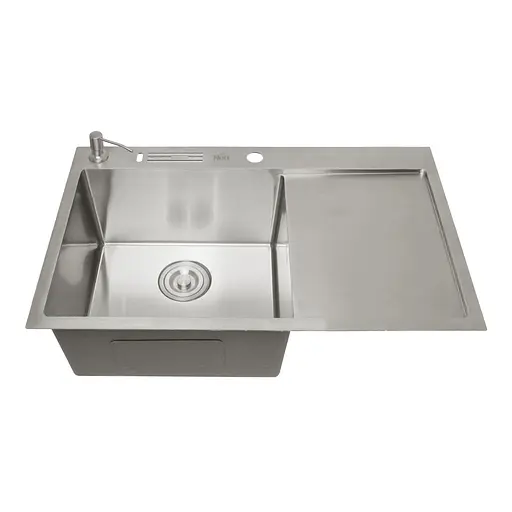 Кухонная мойка накладная из нержавеющей стали с правым крылом 1.5 мм Nett NS-7848(R), Нержавеющая сталь - фото 3