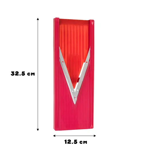 Ручний слайсер овочерізка з V-лезами з нержавіючої сталі для тонкої нарізки картоплі на чіпси, Kitchette Червоний 86964 - фото 10