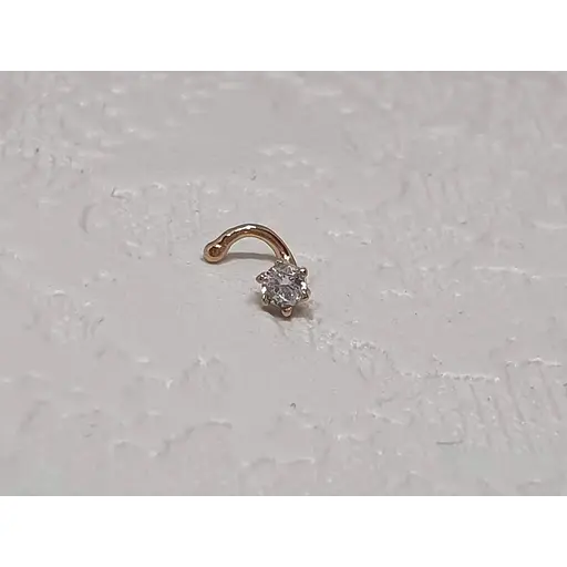Золотая серьга-пирсинг Favoritum в нос с фианитом. 311141 - фото 2