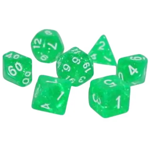 Набір кубиків Glitter 7 Dice Set - Light Green , 7 шт. (g7dglit05) - фото 1