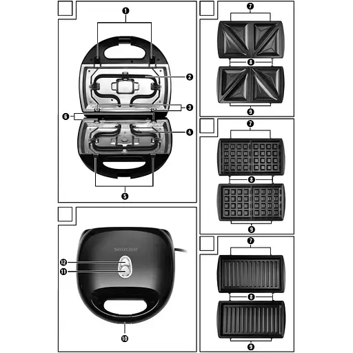 Мультипекар Silver Crest SSMW 750вт B2 3в1 бутерброди, сендвіч, вафлі - фото 4