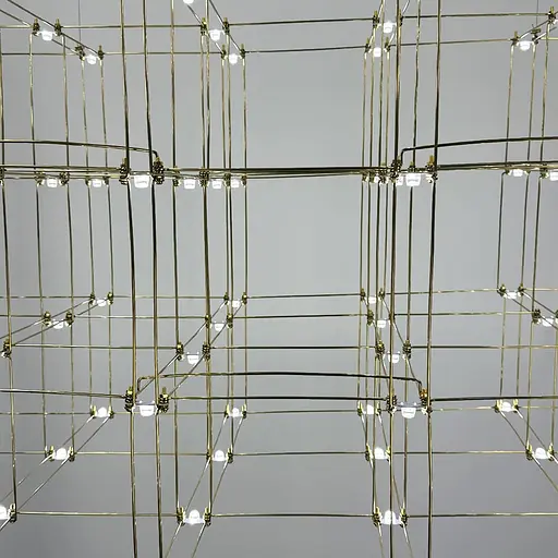 Золотая геометрическая люстра в форме параллелепипеда 120*60*60 см | Ст. MJ 199-1200*600*600 Titanium Line F - фото 6