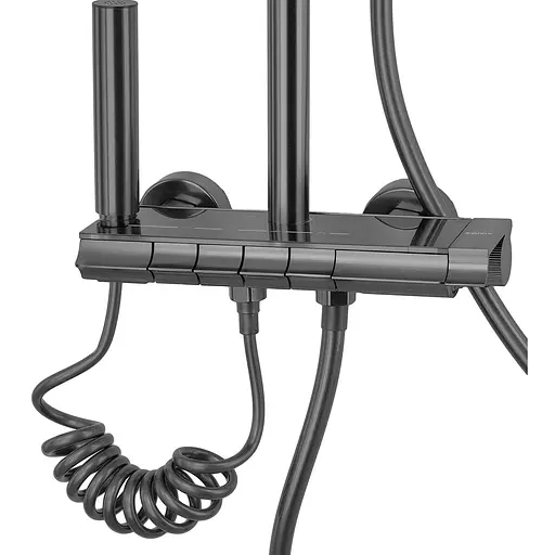 Душевая система с кнопочным переключателем из алюминия Zerix PBI-009-J 4 режима graphite ZX5850, Графит - фото 3