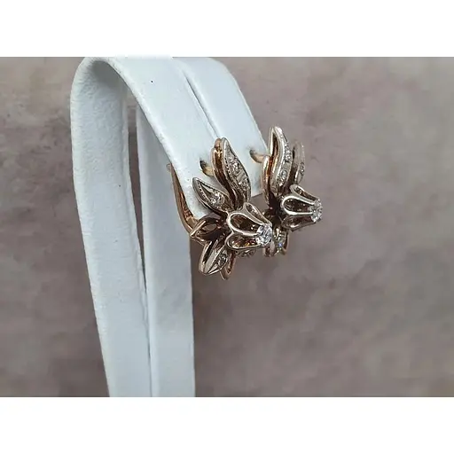 Золотые серьги Гаразд с бриллиантами. 303250 - фото 3