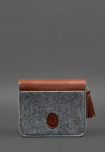 Фетрова жіноча бохо-сумка Лілу з шкіряними коричневими вставками - фото 5