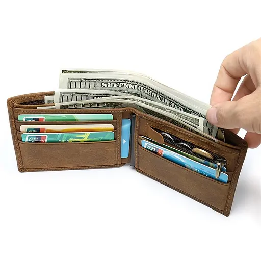 Мужской кожаный кошелек Vintage 11х9.5х2 см acs0016092 - фото 5