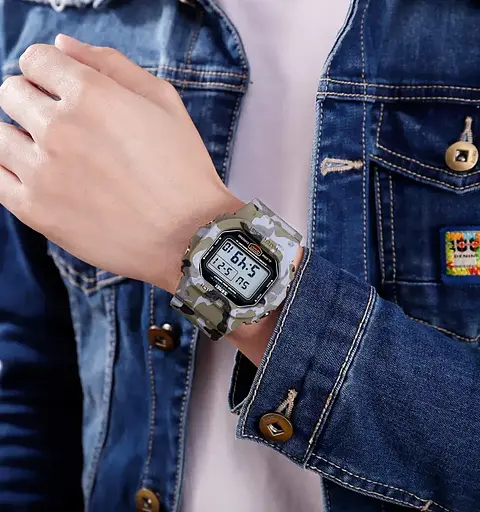 Мужские спортивные часы Skmei 1471 (Зеленый камуфляж) - фото 5