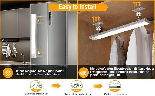 Світлодіодний світильник OUILA 43,5 см з можливістю затемнення, 108 світлодіодів, детектор руху, 2500 мАг USB 2 шт. - фото 2