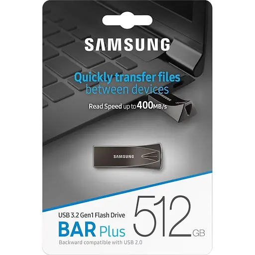 USB флеш-накопичувач Samsung Bar Plus 512GB USB-A 3.2 Titan Gray (MUF-512BE4/APC) [136856] - фото 7