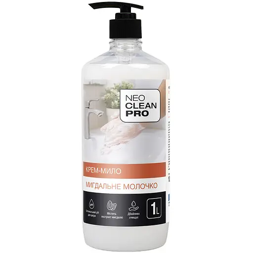 Крем-мило NeoCleanPro Мигдальне молочко з дозатором, 1 л