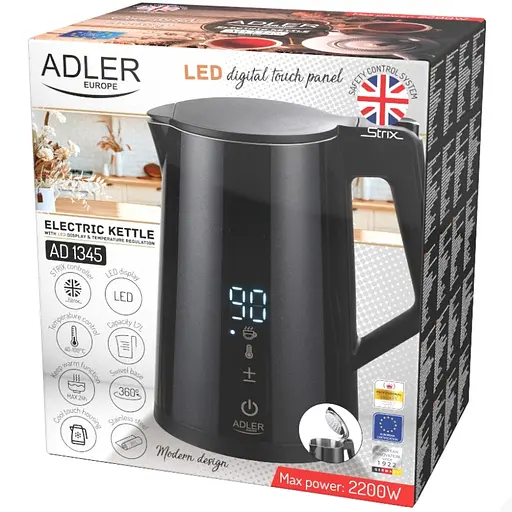 Электрочайник Adler AD 1345 black 1850-2200Вт 1.7л Strix - фото 6