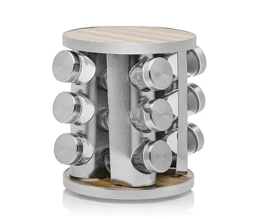 Органайзер набір для спецій на підставці що обертається Edenberg EB-18001 12 ємностей для зберігання спецій Сірий - фото 1