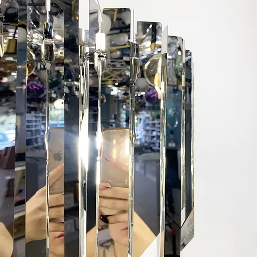 Підівісна люстра з хромованими пластинами Line.F Діаметр 60см - фото 6