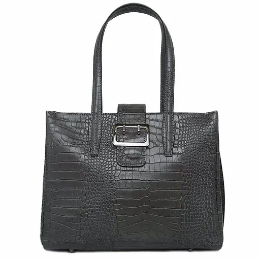 Кожаная серая сумка под рептилию Firenze Italy F-IT-7607G