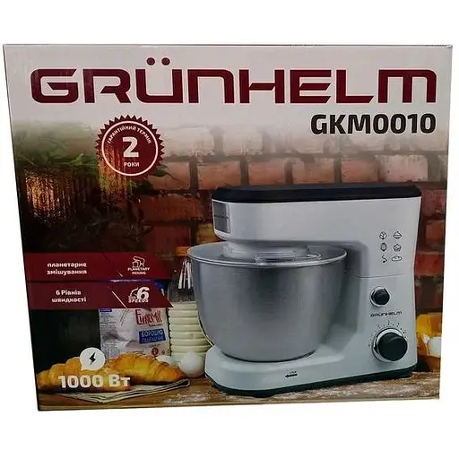 Кухонный комбайн Grunhelm GKM0010 6 скоростей три насадки 4 л чаша нержавеющая сталь 800 Вт Белый - фото 5