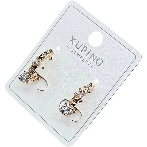 Сережки кільця Xuping з прозорими кристалами гіпоалергенне медичне золото - фото 1