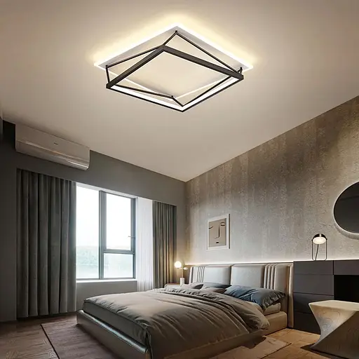 Стельовий світильник Square у чорно-білому каркасі | Арт. S 20-500*500 BK+WT | Line F - фото 1