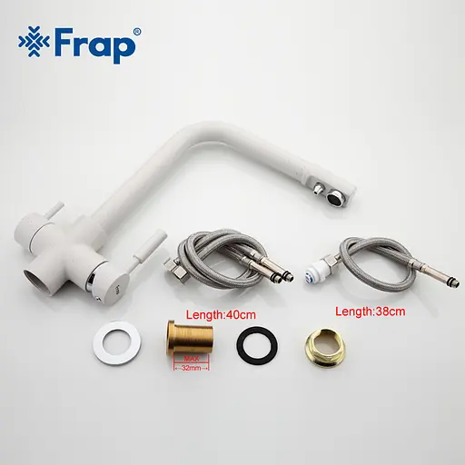 Смеситель для кухни однорычажный под фильтр латунь Ø35 белый Frap 1/10 F4352-8 Белый - фото 6