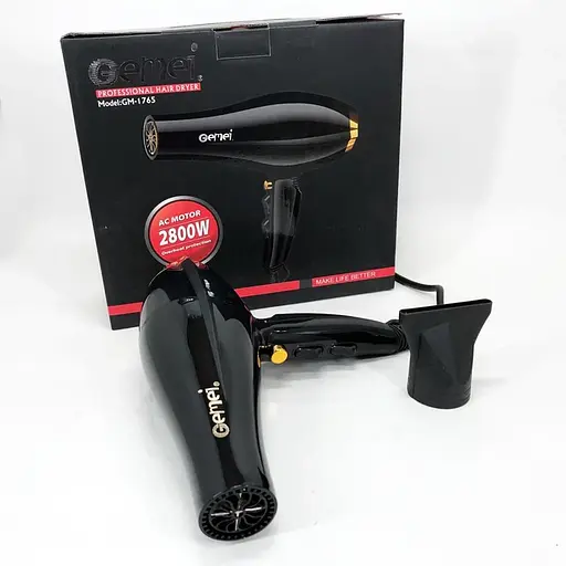 Фен для волос Gemei GM-1765 две скорости и три режима 2800 Вт Черный - фото 5