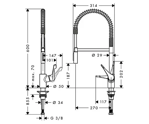 Смеситель для кухни Hansgrohe Cento XXL 14806000 Хром - фото 2