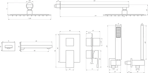 Душевая система скрытого монтажа Topaz Odiss TO 08115-H13-BL Smart, Черный матовый - фото 11