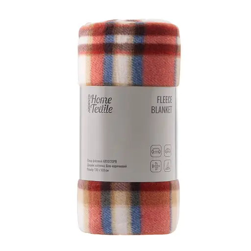 Плед Ardesto Fleece 100% полиэстер клетка бело-коричневый 130 x 160 см (ART0720PB)