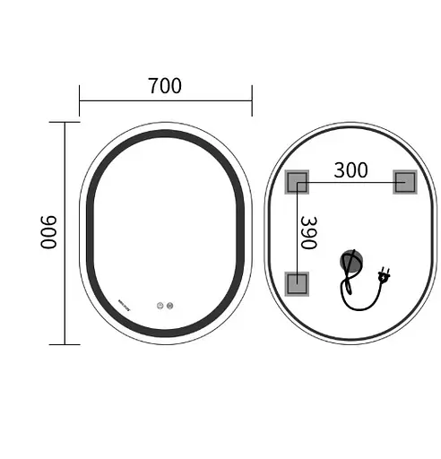 Дзеркало Mixxus Premium ELLIPSE MV05-90x70-REVERSE (LED Touch, Anti-fog (3-6,5kK)) (MP6644) - фото 5