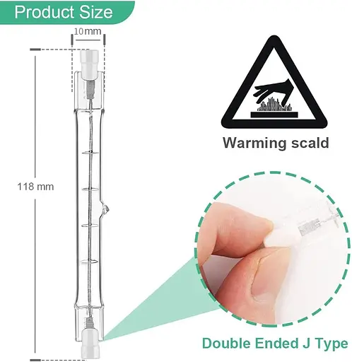 Галогенна лампочка R7S 118 мм 150 Вт 230 В, пачка з 5 галогенних стрижнів R7S 118 мм, галогенна лампа R7s з димованою галогенною - фото 2