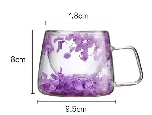 Набір скляних чашок Vittora VT-5312-200 Фіолетове диво з подвійним дном 2 чашки 200 мл - фото 4