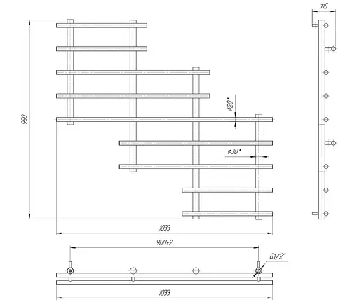 Водяна рушникосушка Mario Сонет 940x1030/900, Хром - фото 3